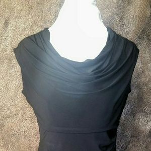 CATO ladies black midi dress with scoop collar